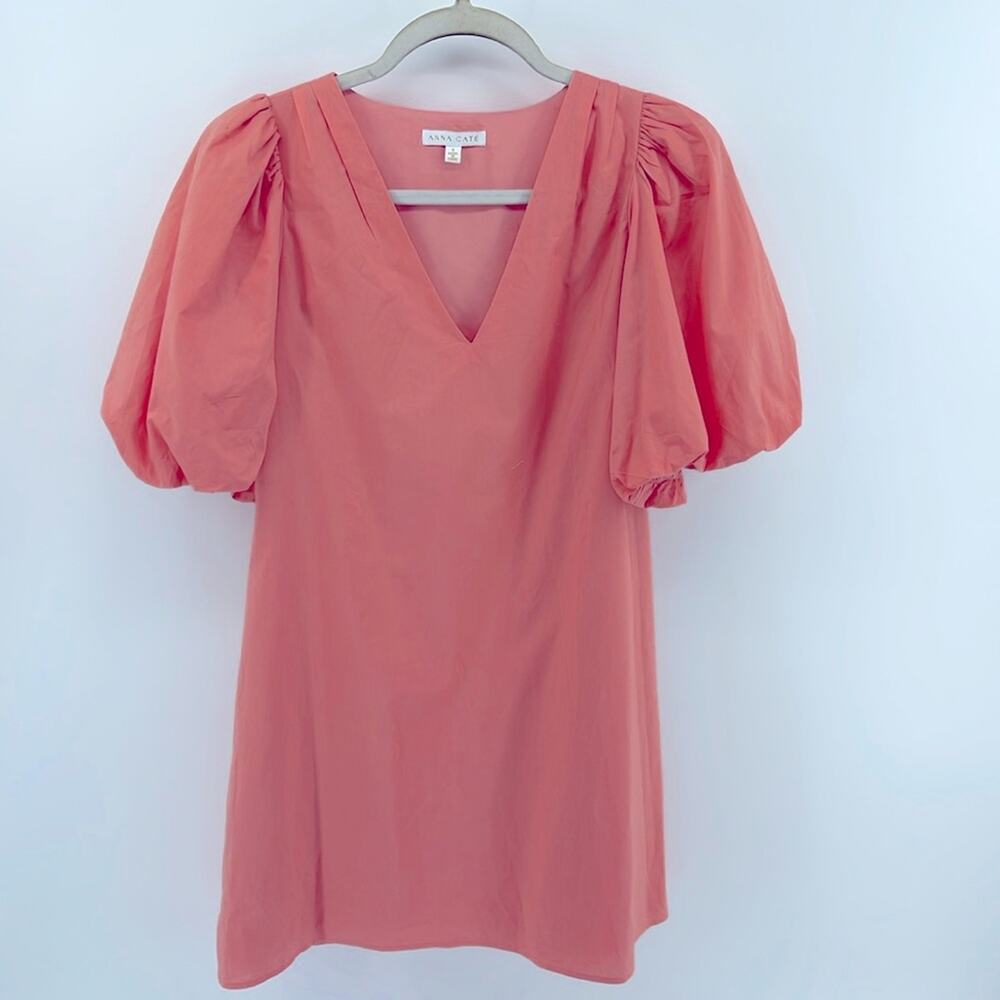 Anna Cate puff sleeve V-neck A-line dress sz S